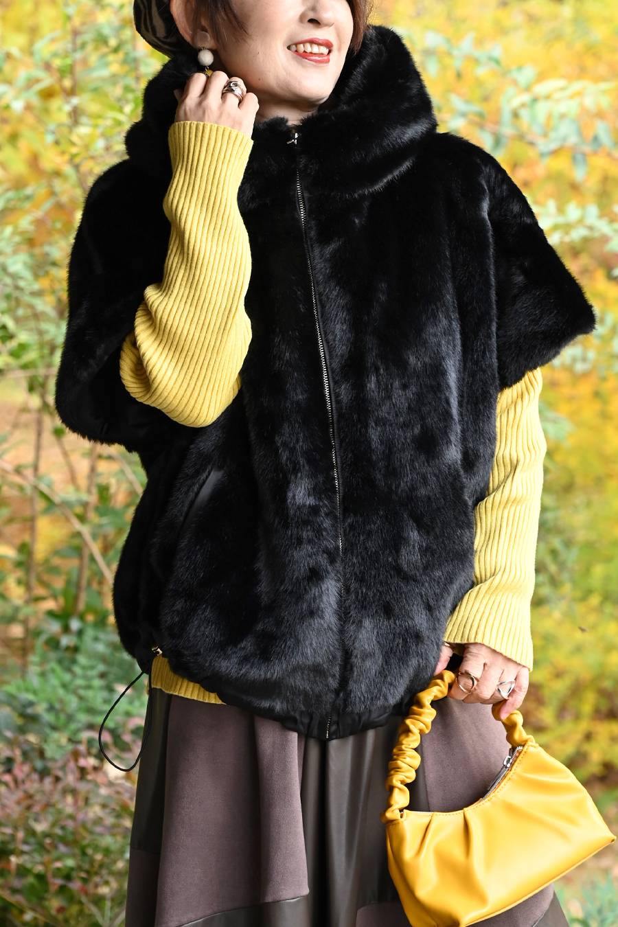 ビッグサイズ！フェイクミンクゴージャスショートスリーブジャケット