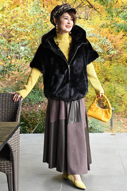 ビッグサイズ！フェイクミンクゴージャスショートスリーブジャケット