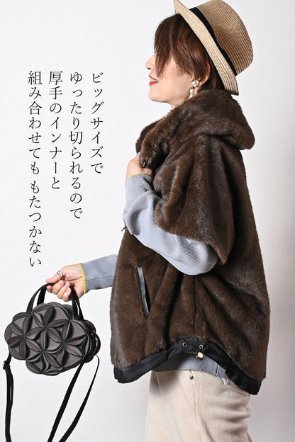 ビッグサイズ！フェイクミンクゴージャスショートスリーブジャケット