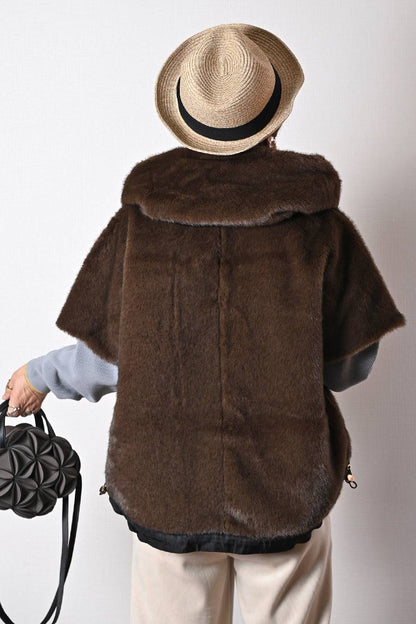 ビッグサイズ！フェイクミンクゴージャスショートスリーブジャケット