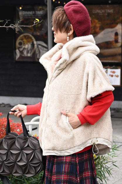 ビッグサイズ！フェイクミンクゴージャスショートスリーブジャケット