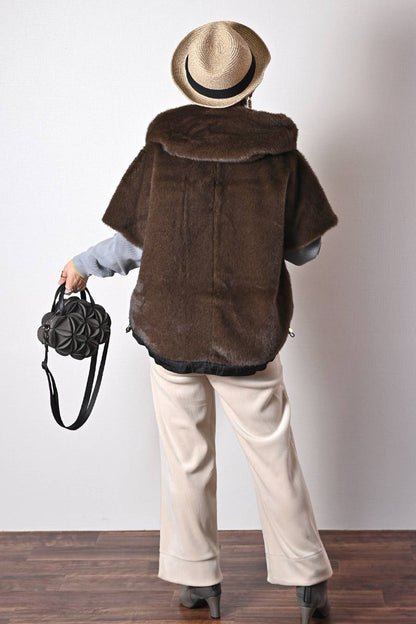 ビッグサイズ！フェイクミンクゴージャスショートスリーブジャケット