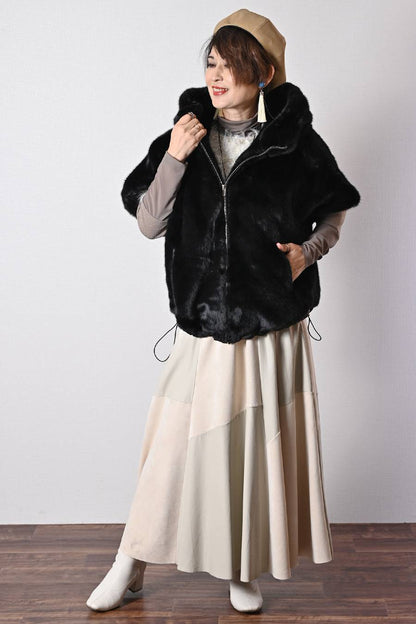 ビッグサイズ！フェイクミンクゴージャスショートスリーブジャケット