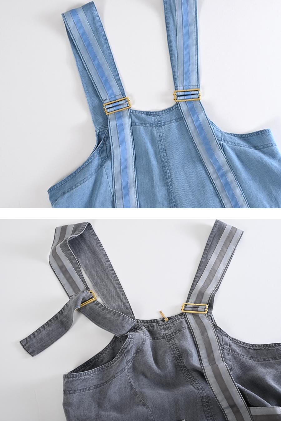 高身長さんにお勧め！ストライプグログラン ワイドサロペット