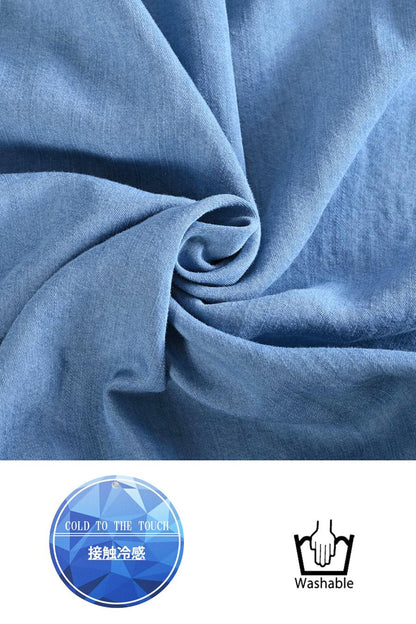 オリジナルチャーム付き！セルロースデニム セミフレアゆったりワンピース【予約販売！発送は3月上旬】