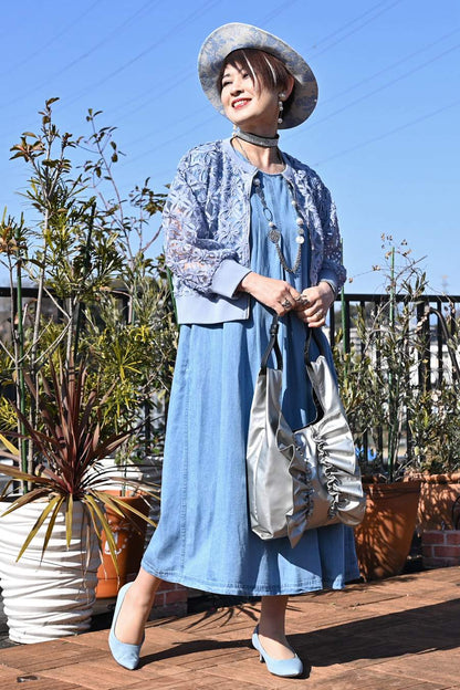 セルロースデニムワンピース＋コード刺繍JK2点セットコーデ【予約販売！発送は3月上旬】