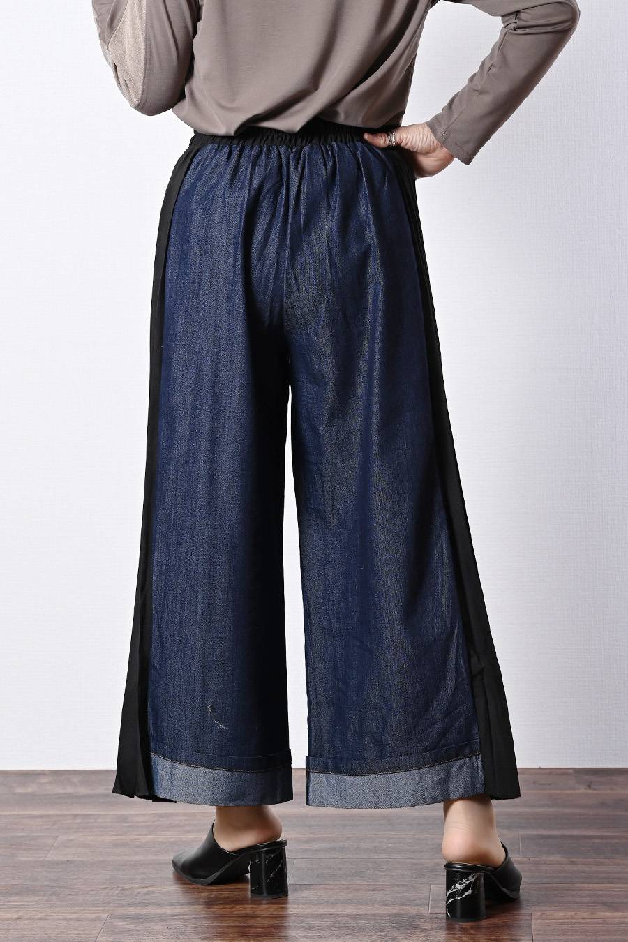 サイドプリーツデニムワイドパンツ【2月中旬以降発送予定】
