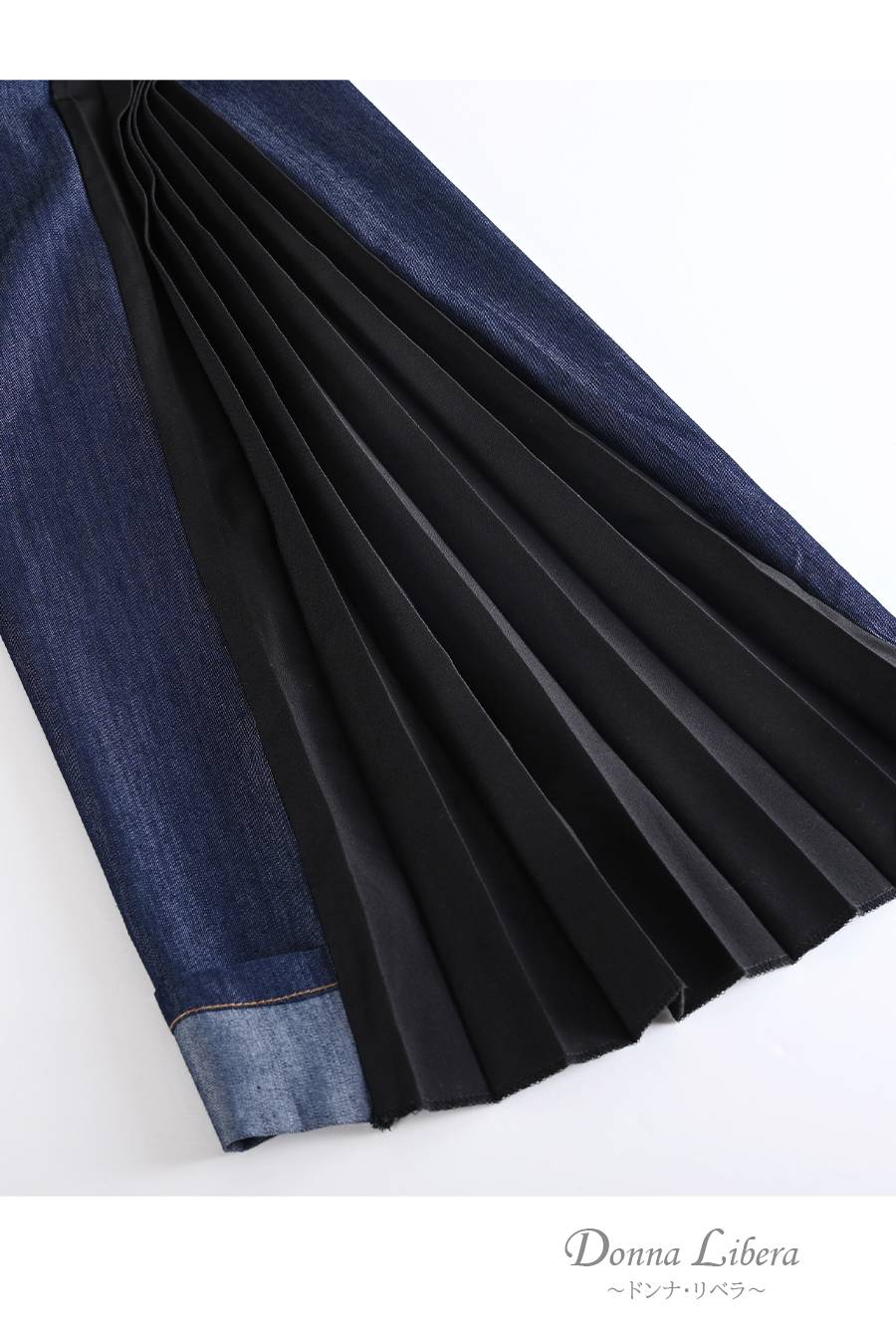 サイドプリーツデニムワイドパンツ【2月中旬以降発送予定】