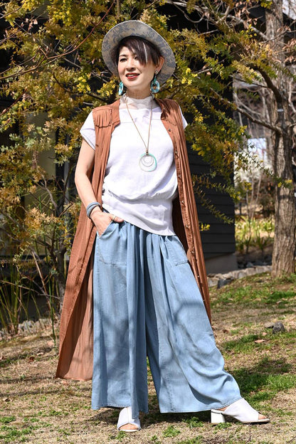 洗練された大人のニュアンス！シアーハイネック細見えドルマンニット