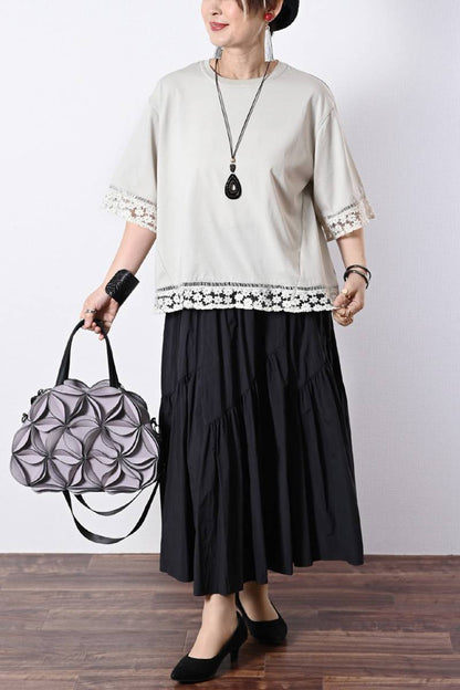 オーガンジーラメ糸刺繍トリミングカットソー