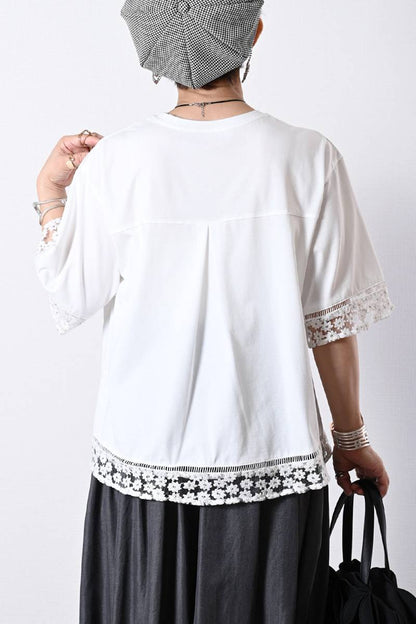 オーガンジーラメ糸刺繍トリミングカットソー