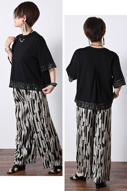 オーガンジーラメ糸刺繍トリミングカットソー