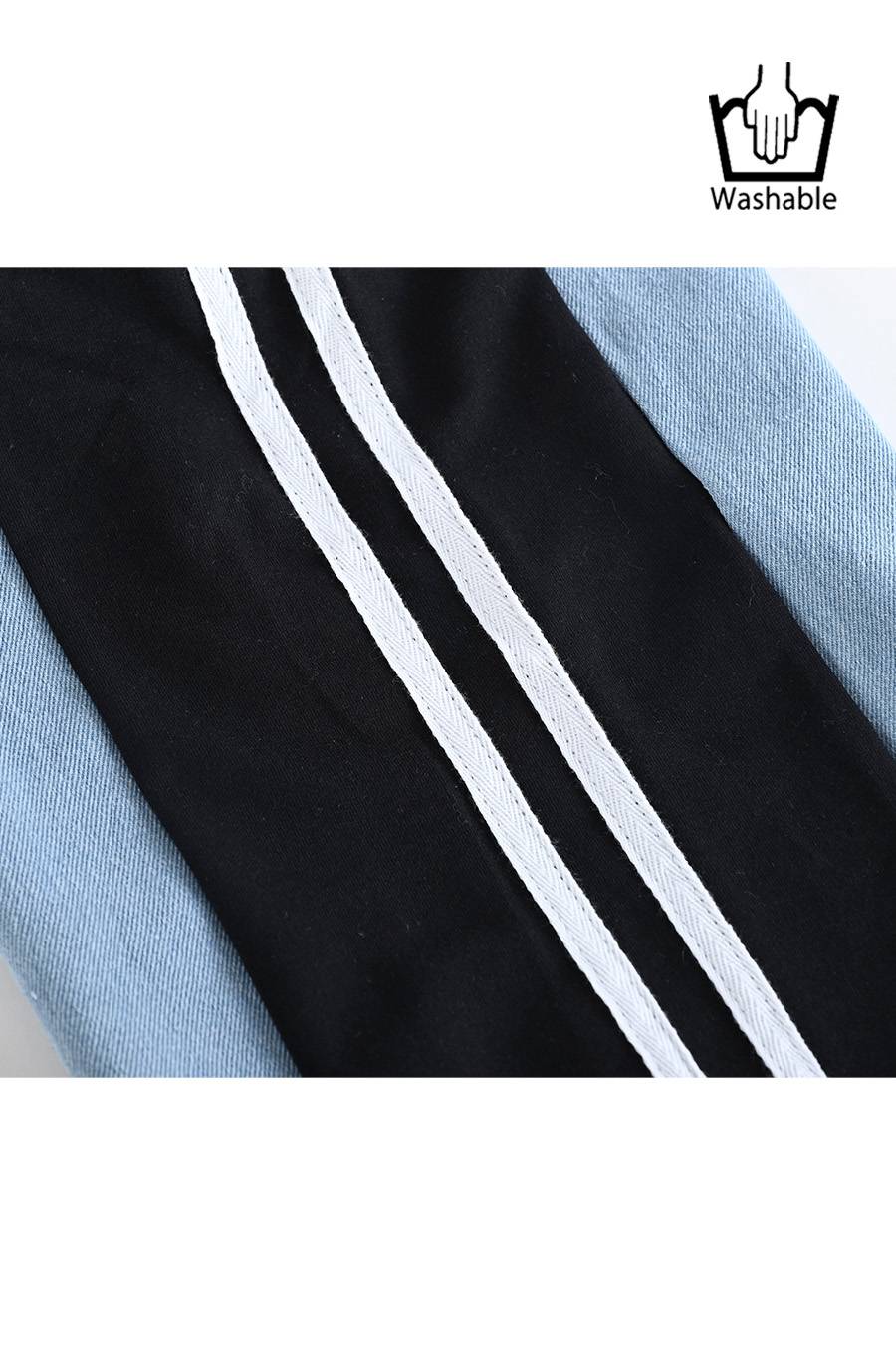 レギュラーヘムプルオーバー＋デニム＆カットソー切り替えパンツ