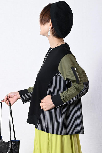 異素材使いで表情豊か！ポンチ切り替えプルオーバー【2月中旬以降発送予定】