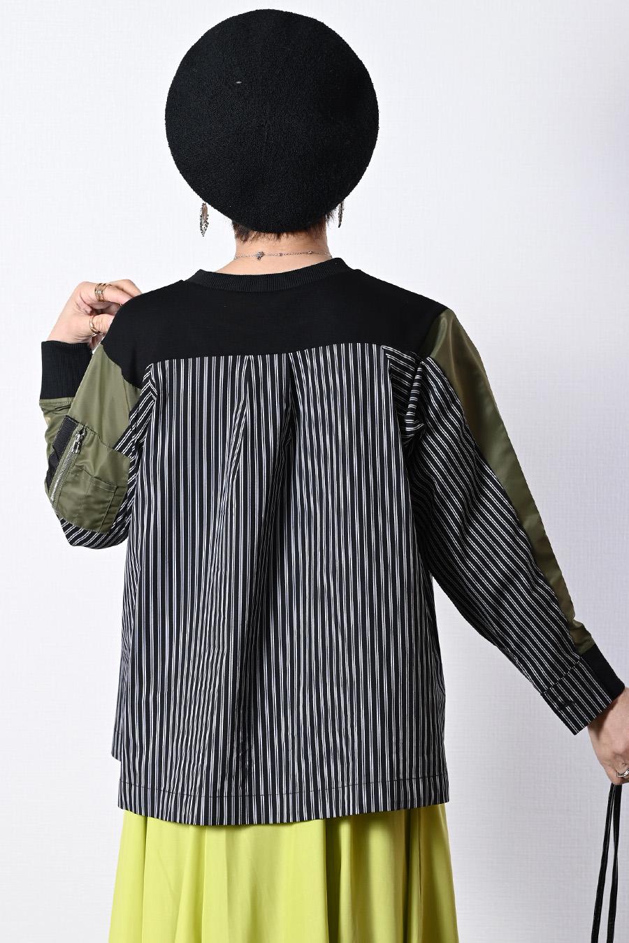 異素材使いで表情豊か！ポンチ切り替えプルオーバー【2月中旬以降発送予定】