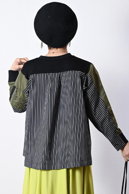 異素材使いで表情豊か！ポンチ切り替えプルオーバー【2月中旬以降発送予定】