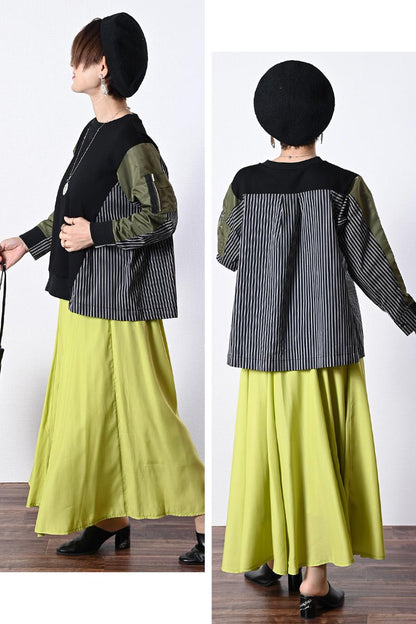 異素材使いで表情豊か！ポンチ切り替えプルオーバー【2月中旬以降発送予定】