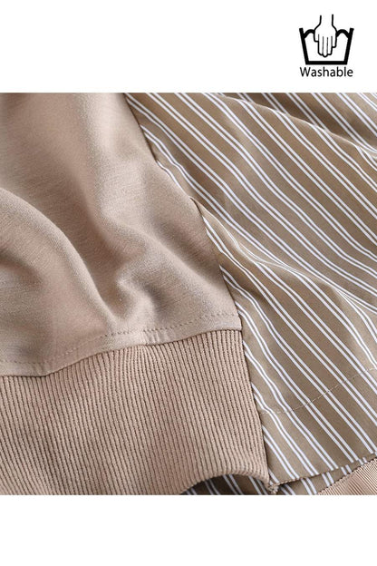 ポンチ切り替えプルオーバー＋サイドプリーツワイドパンツ2点セットコーデ【2月中旬以降発送予定】