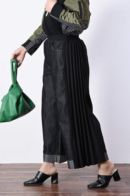 ポンチ切り替えプルオーバー＋サイドプリーツワイドパンツ2点セットコーデ【2月中旬以降発送予定】