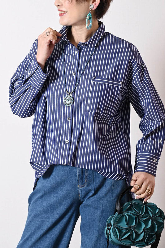 イン不要！バックボタン フロント丈アジャスタブルブラウス