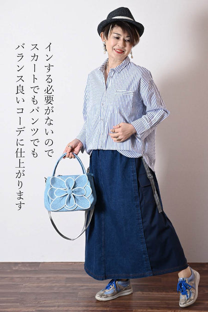 イン不要！バックボタン フロント丈アジャスタブルブラウス