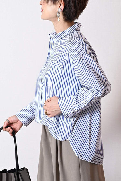 フロント丈アジャスタブルブラウス+リブウエスト・ストレッチワイドパンツ2点セットコーデ