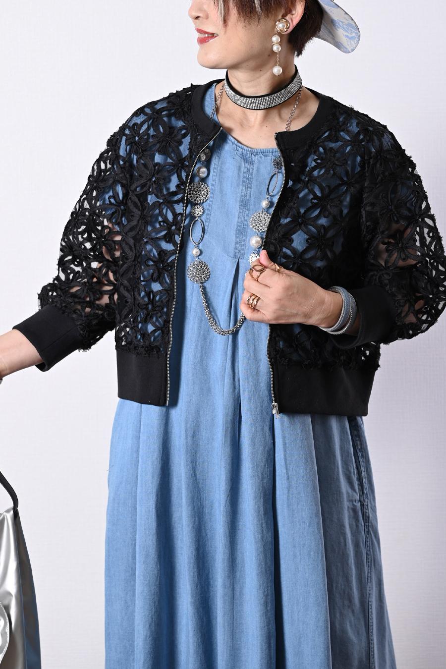 チュール＆フラワーコード刺繍 華やかショートジャケット – Donna Libera