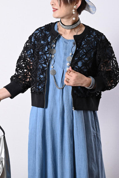 チュール＆フラワーコード刺繍 華やかショートジャケット【予約販売！発送は3月上旬】