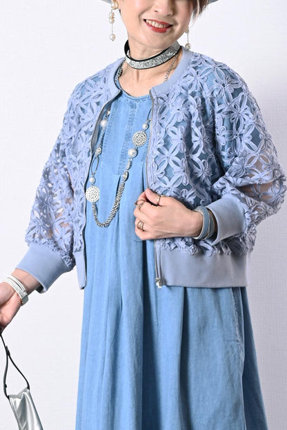 チュール＆フラワーコード刺繍 華やかショートジャケット【予約販売！発送は3月上旬】