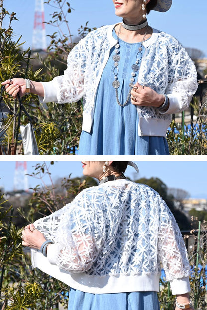 チュール＆フラワーコード刺繍 華やかショートジャケット【予約販売！発送は3月上旬】