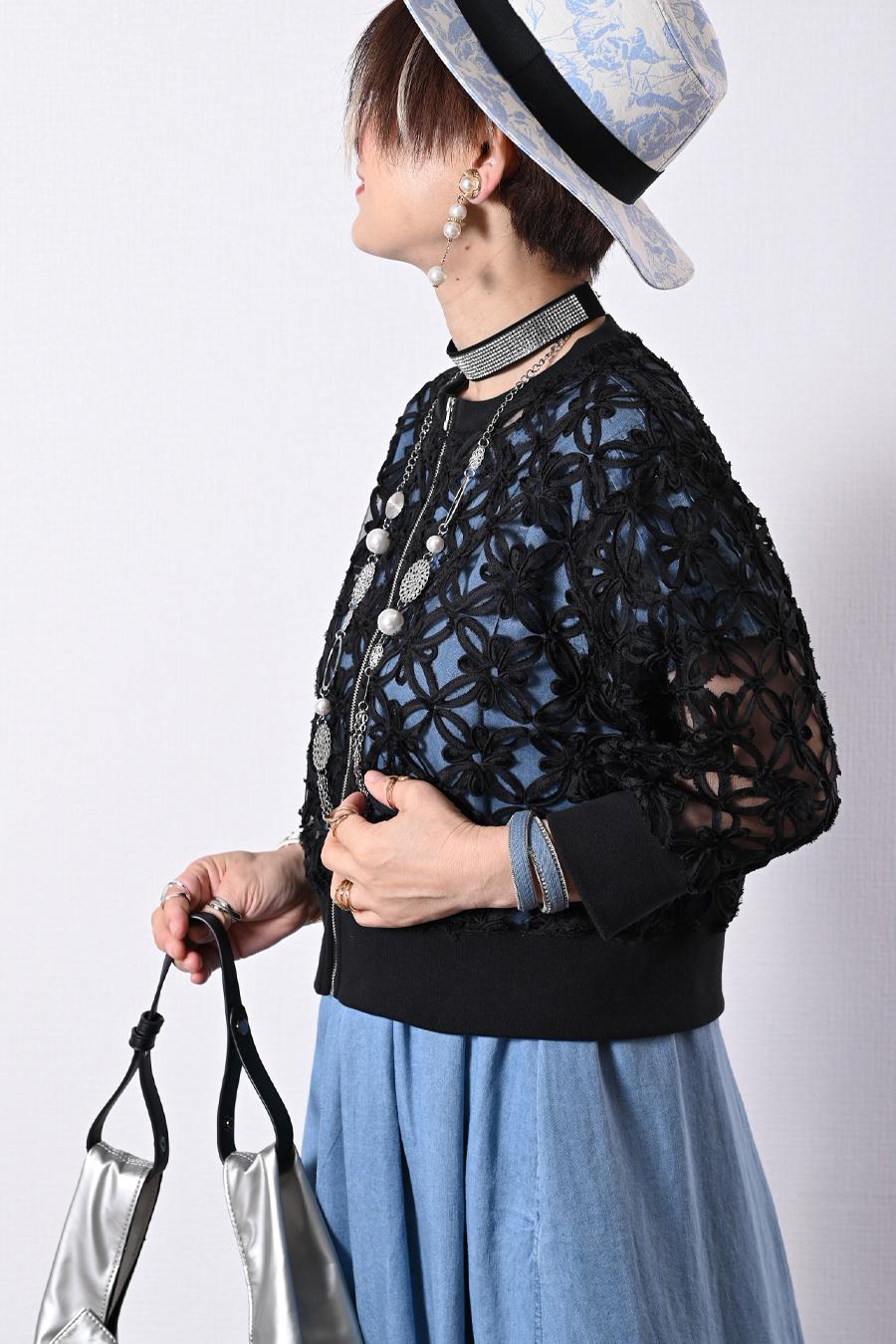 チュール＆フラワーコード刺繍 華やかショートジャケット【予約販売！発送は3月上旬】