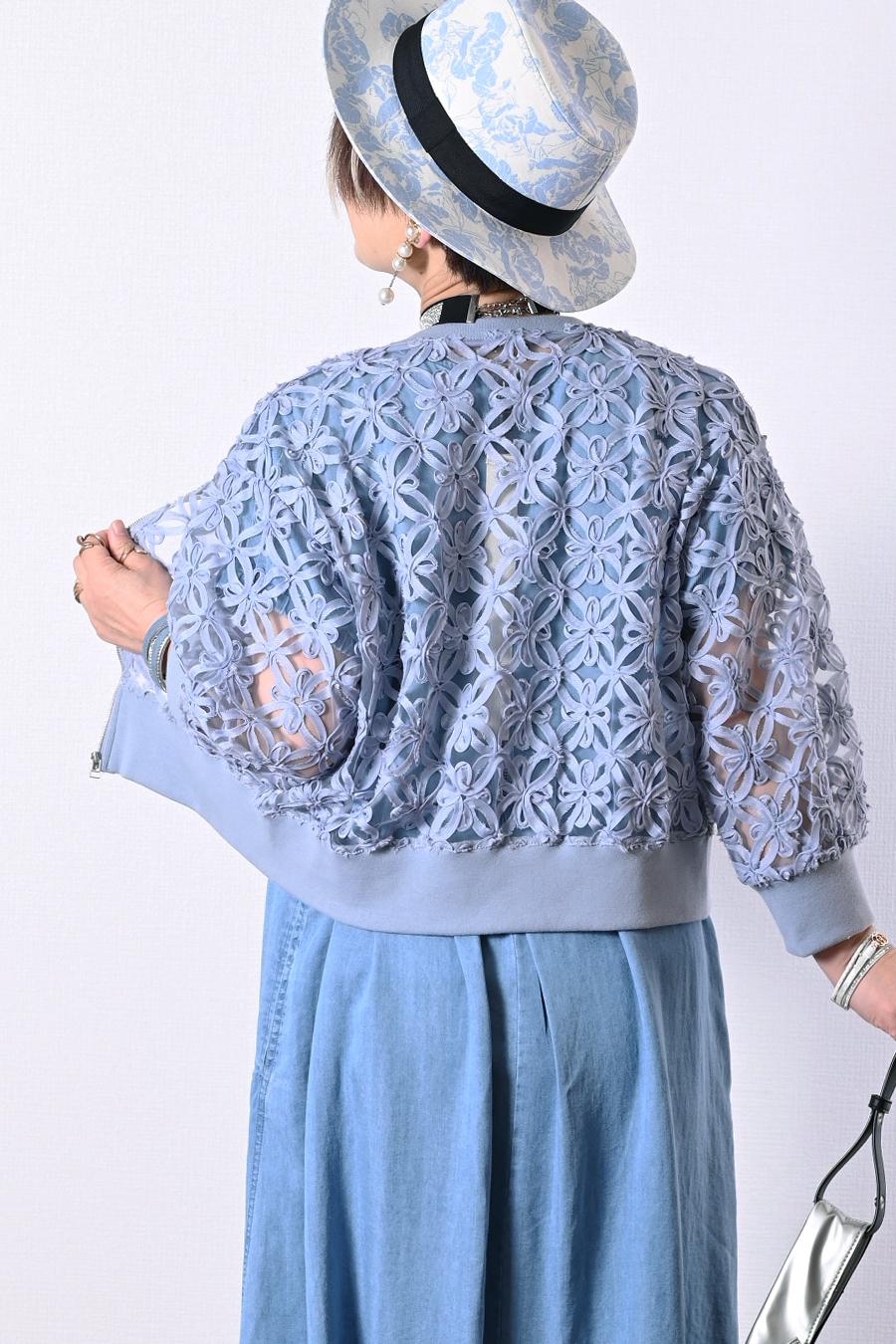 チュール＆フラワーコード刺繍 華やかショートジャケット【予約販売！発送は3月上旬】