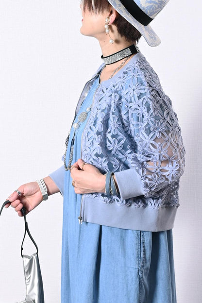 チュール＆フラワーコード刺繍 華やかショートジャケット【予約販売！発送は3月上旬】