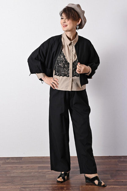 ノーアイロン！大人のビスチェ風レースブラウス