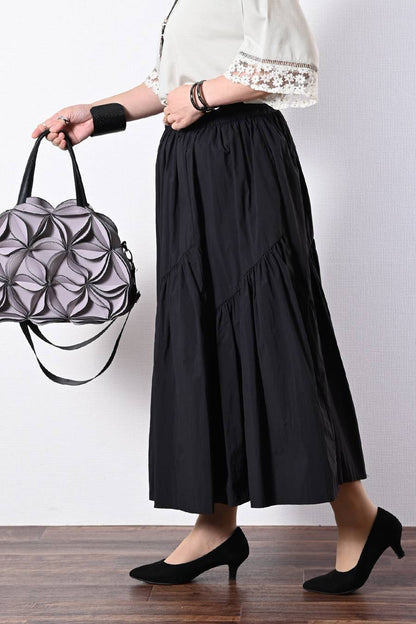 大人のビスチェ風レースブラウス+超軽量タフタ フレアスカート ２点セットコーデ