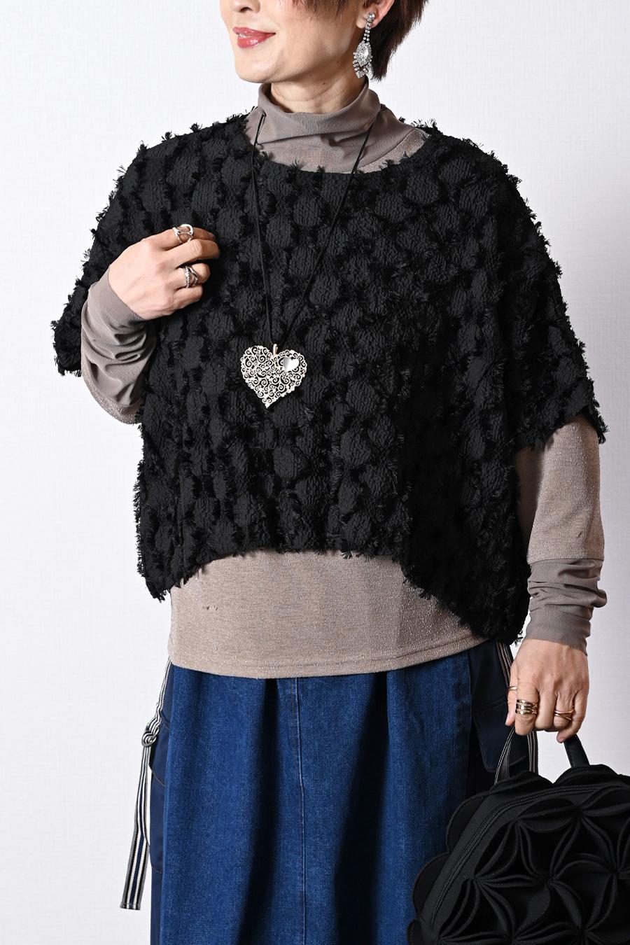 ハイパーストレッチ！カットジャガードショート丈プルオーバー【＊発送は2月14日〜】