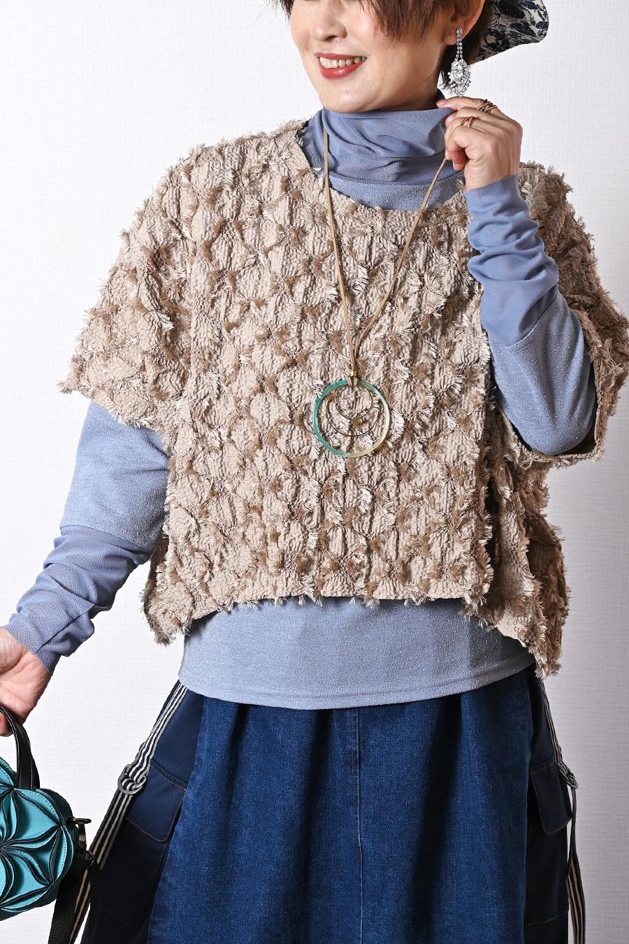 ハイパーストレッチ！カットジャガードショート丈プルオーバー【＊発送は2月14日〜】