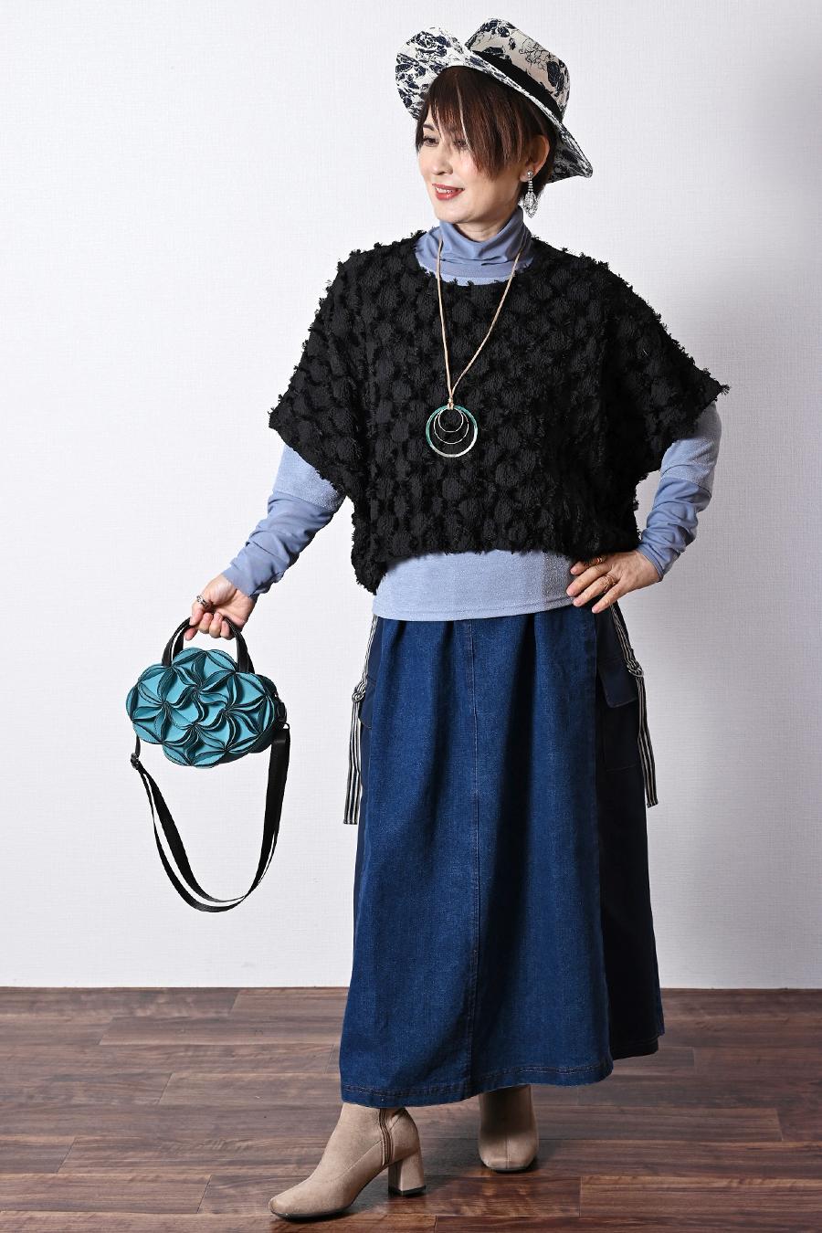 ハイパーストレッチ！カットジャガードショート丈プルオーバー【＊発送は2月14日〜】