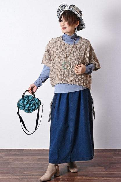 ハイパーストレッチ！カットジャガードショート丈プルオーバー【＊発送は2月14日〜】