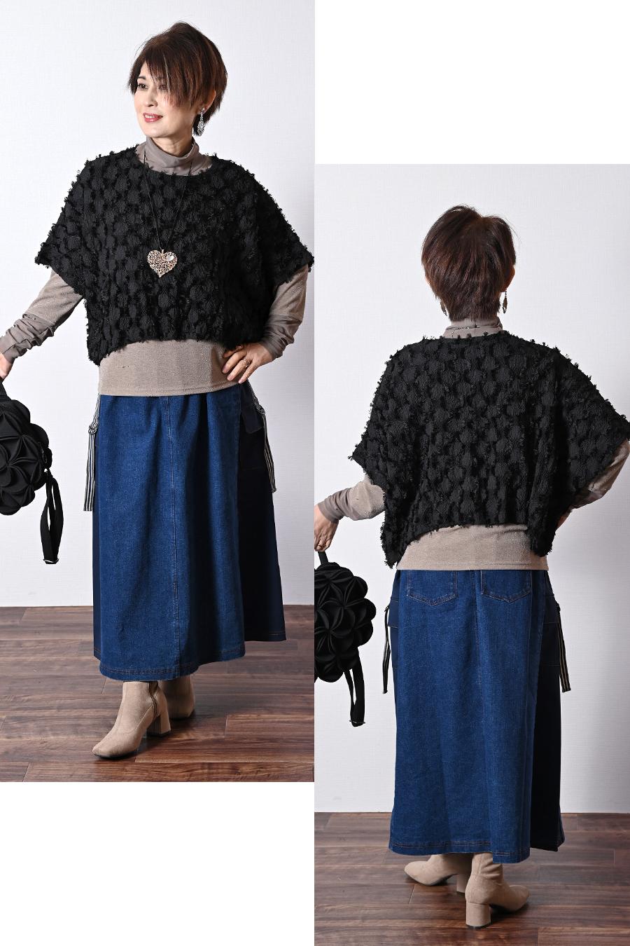 ハイパーストレッチ！カットジャガードショート丈プルオーバー【＊発送は2月14日〜】