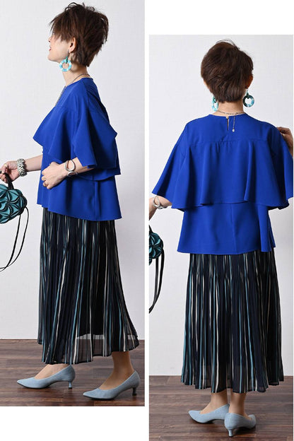 圧倒的な着映え！大人の立体フリルジョーゼットブラウス