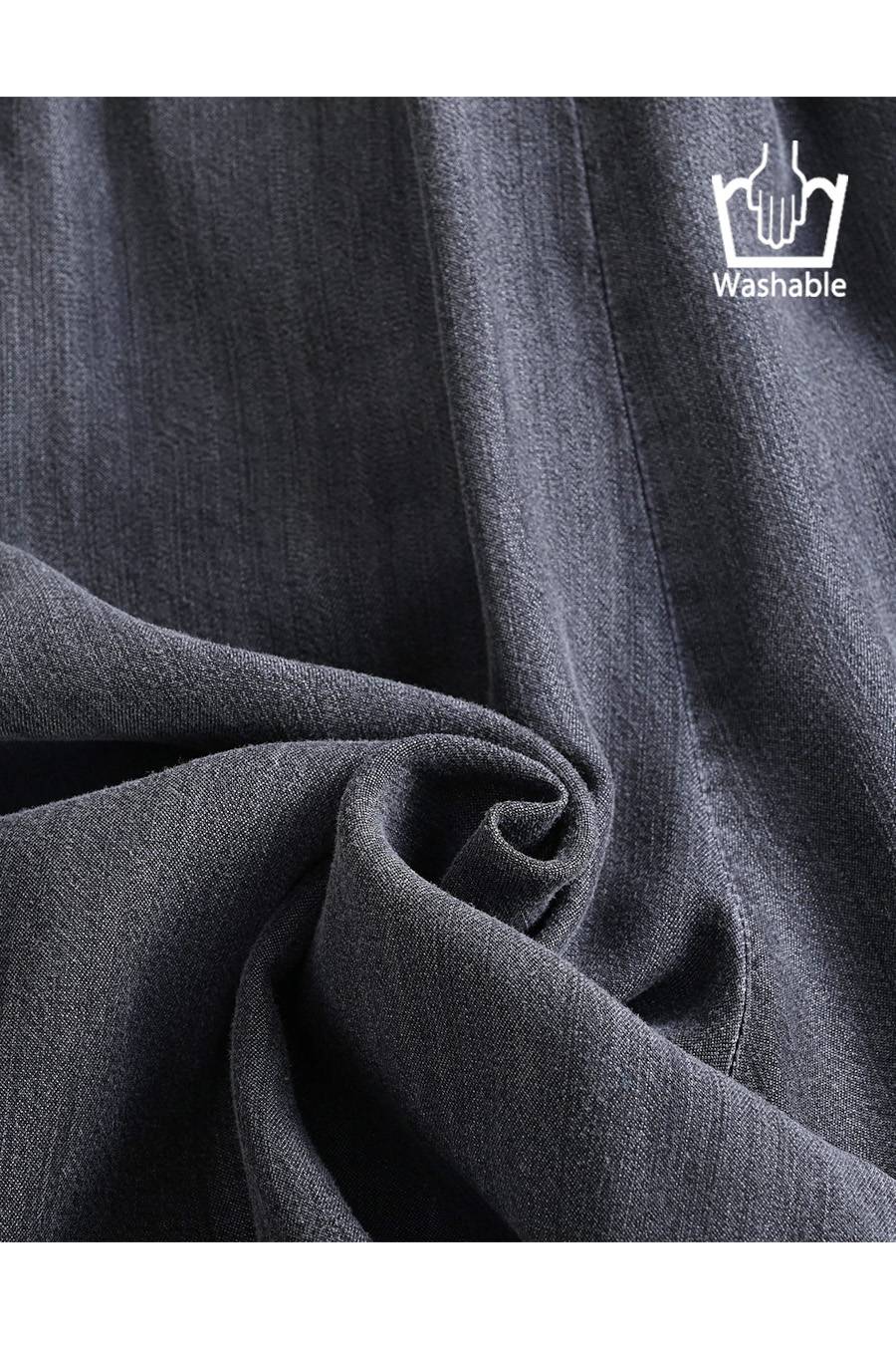 フリルジョーゼットブラウス+タックワイドデニムパンツ２点セットコーデ