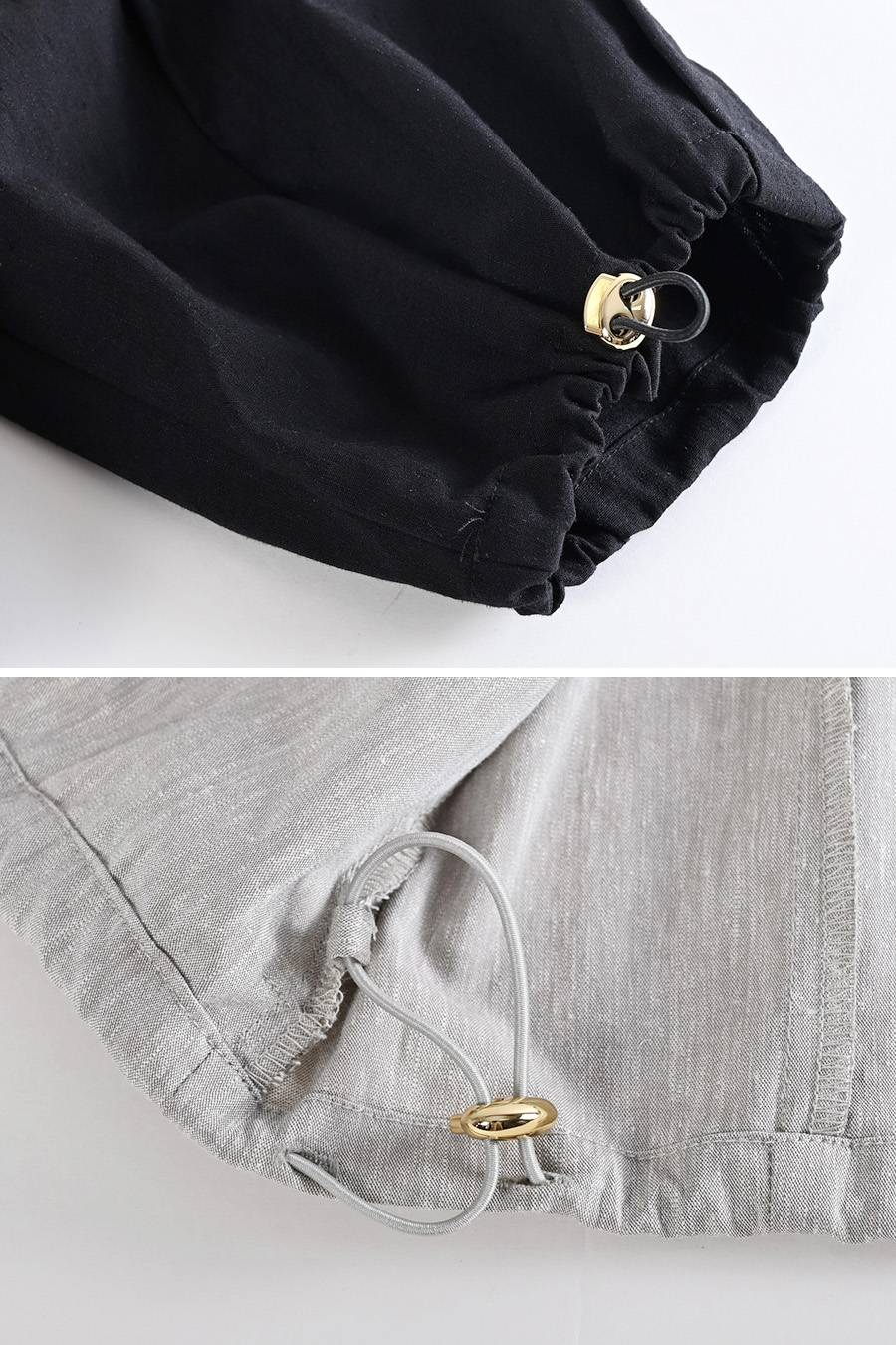 麻混ストレッチ ラウンドネック ジップアップブルゾン