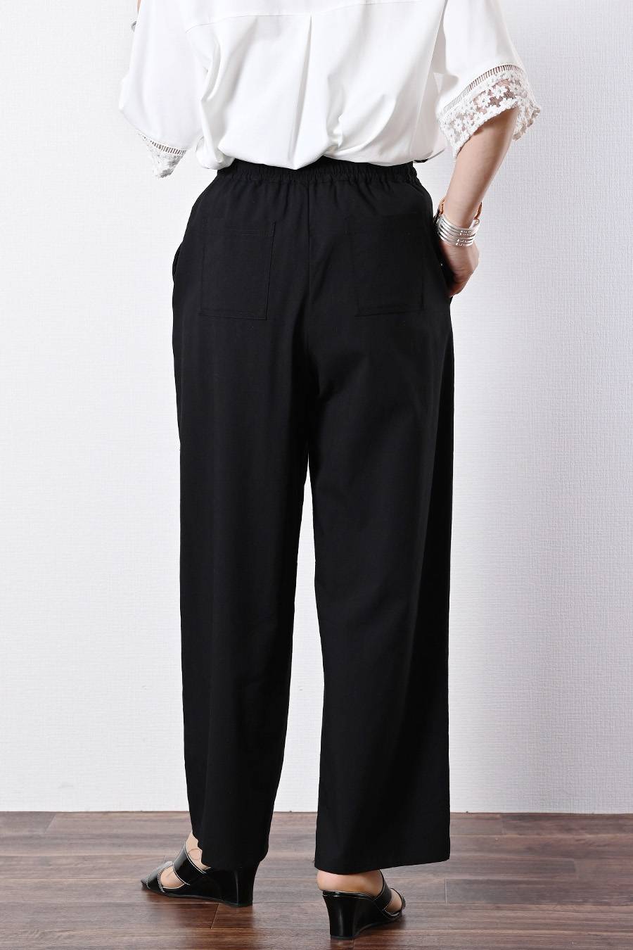 麻混ストレッチ パンツセットアップ