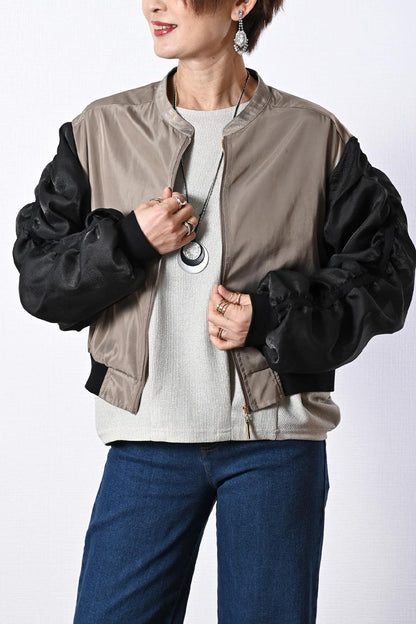 バイカラーレイヤード風２WAYブルゾンワンピース【２月中旬以降発送予定】