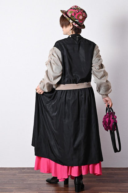 バイカラーレイヤード風２WAYブルゾンワンピース【２月中旬以降発送予定】