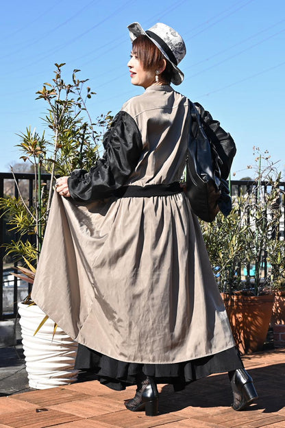 バイカラーレイヤード風２WAYブルゾンワンピース【２月中旬以降発送予定】