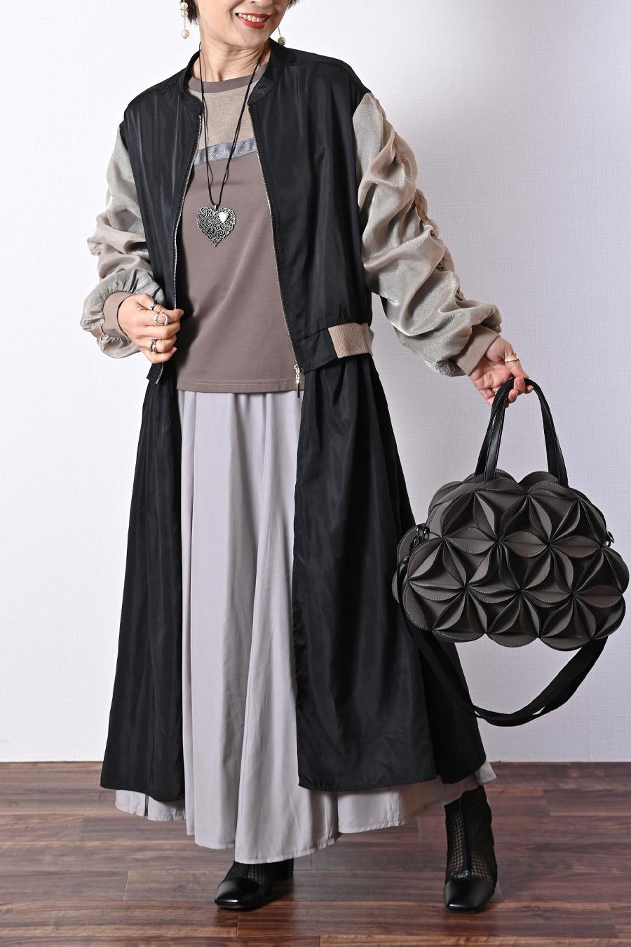 バイカラーレイヤード風２WAYブルゾンワンピース【２月中旬以降発送予定】