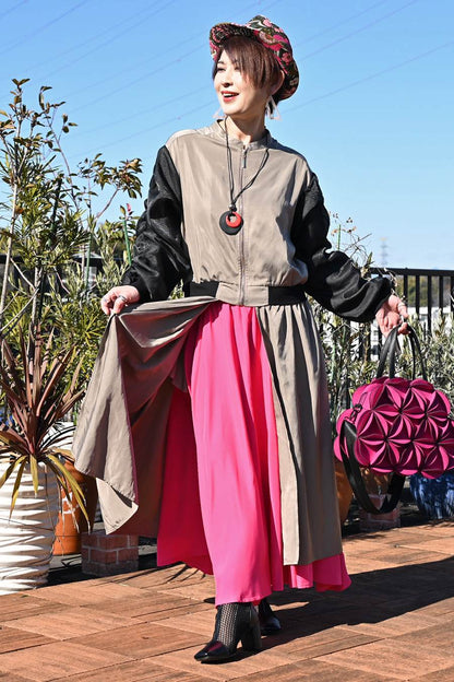 ２WAYブルゾンワンピース+ウエストリブサーキュラースカート【２月中旬以降発送予定】