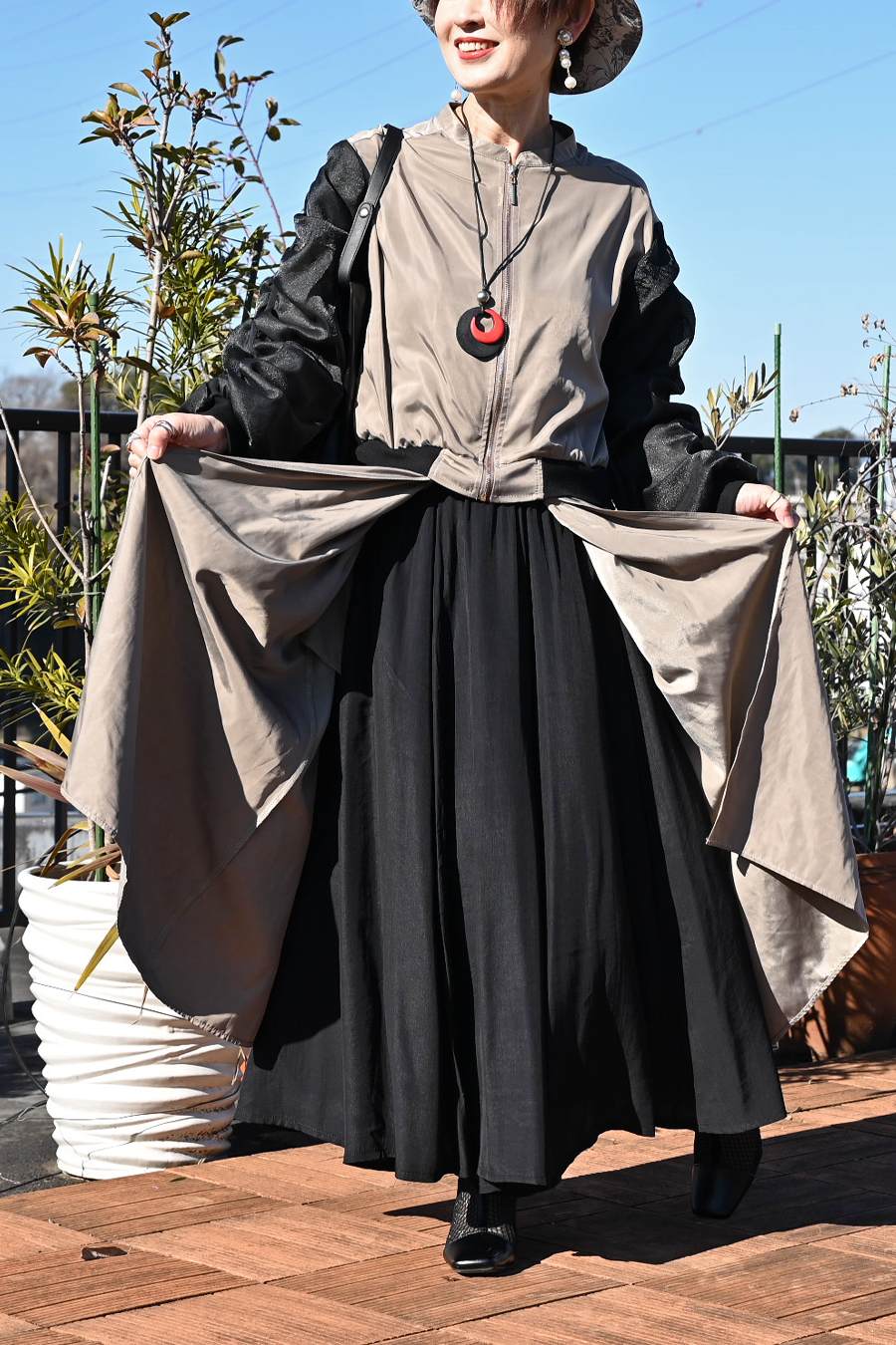 ２WAYブルゾンワンピース+ウエストリブサーキュラースカート【２月中旬以降発送予定】